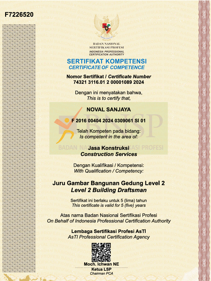 Sertifikat Juru Gambar Bangunan Gedung Level 2